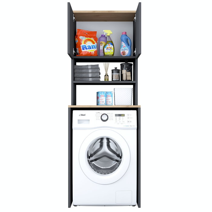 Hanah Home KD101 - 2674 Armario para lavadora elegante y funcional, Nogal y Antracita